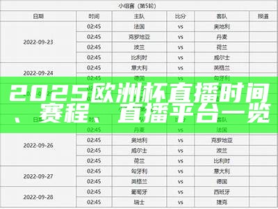 2025欧洲杯直播时间、赛程、直播平台一览