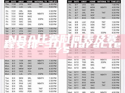 NBA比赛时间表及赛程安排 - 30 characters